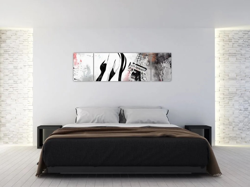 Obraz - Dama i Wieża Eiffla (170x50 cm)