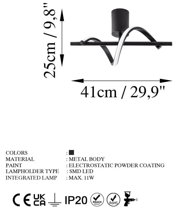 Czarna lampa sufitowa LED 7x41 cm Likma – Opviq lights