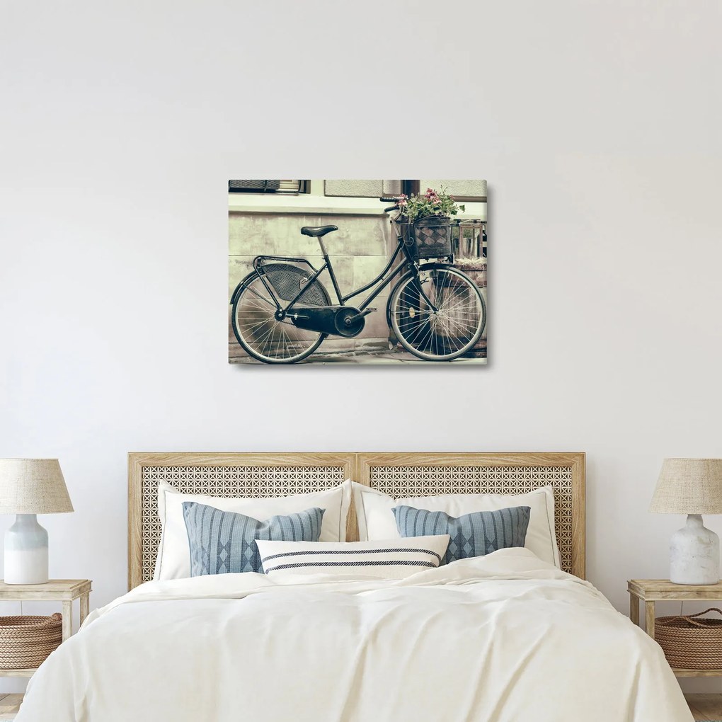 Obraz - Vintage rower z kwiatami (70x50 cm)