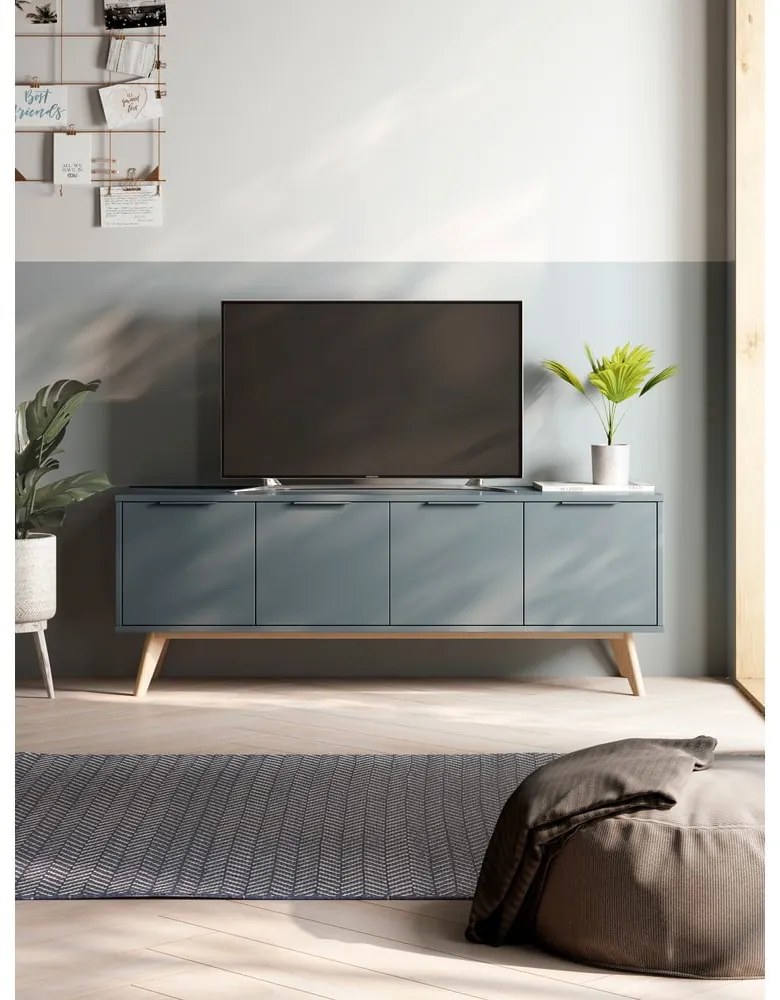 Szarozielona szafka pod TV 140x53x40 cm Pisco – Marckeric