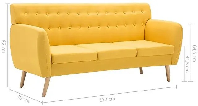 3-osobowa żółta sofa pikowana - Lilia