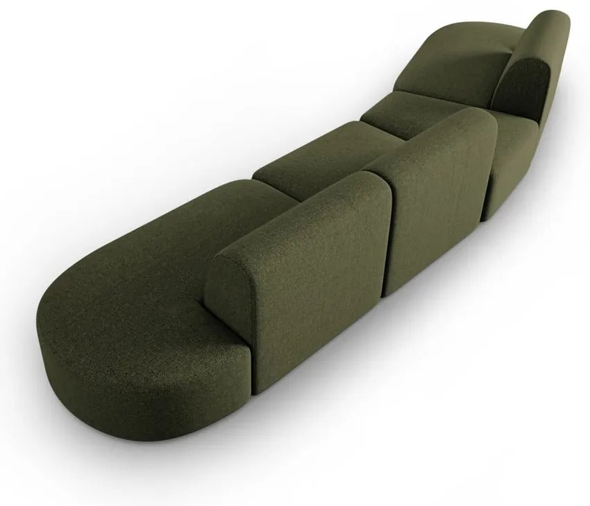 Zielona sofa z tkaniny szenilowej lewostronna 428 cm Paolo – Milo Casa