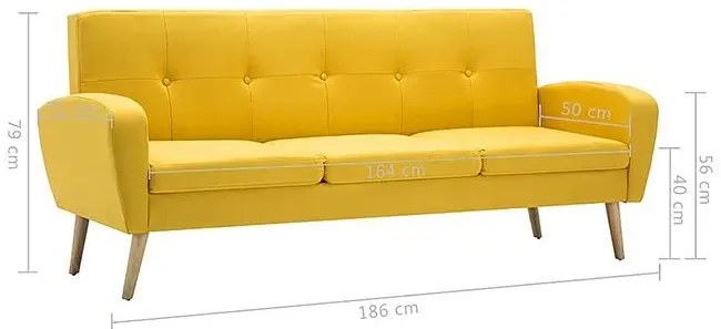 Trzyosobowa sofa pikowana żółta - Anita 3Q