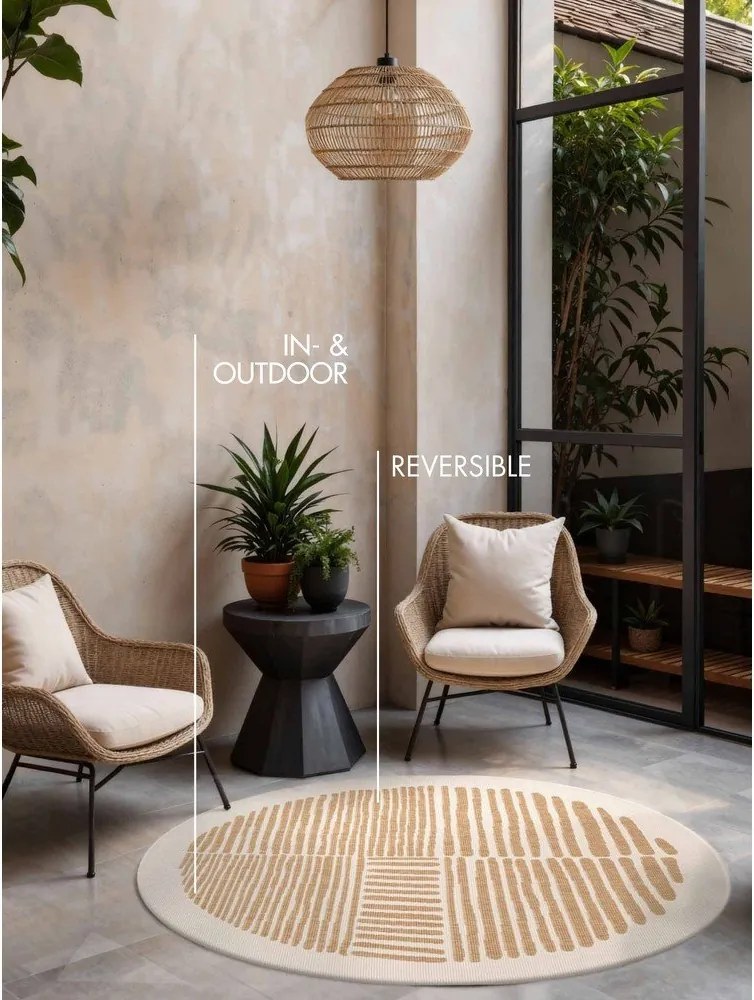 Kremowo-naturalny okrągły dywan odpowiedni na zewnątrz ø 160 cm Haringey Bounds – Ted Baker