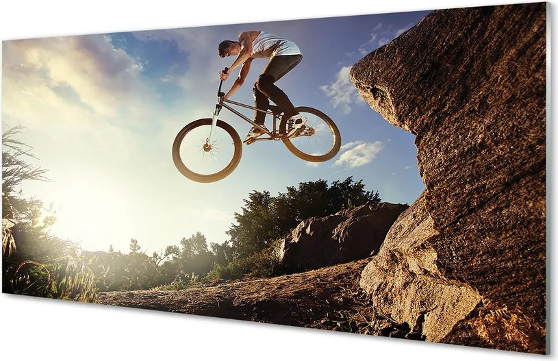 Szklany Panel Rower w Górach pod Chmurami