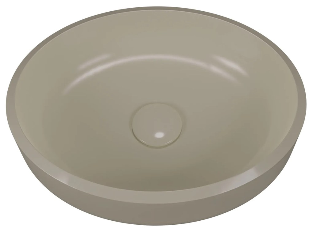 Umywalka z konglomeratu nablatowa okrągła beżowa 40 cm RONA beige : Wykończenie - matowe