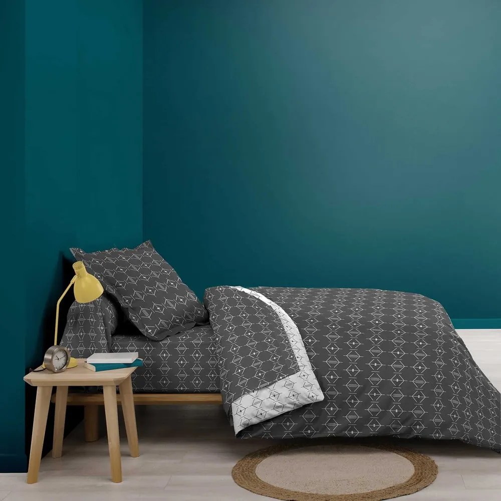 Ciemnoszare bawełniane prześcieradło z gumką 90x190 cm Aristide – douceur d'intérieur