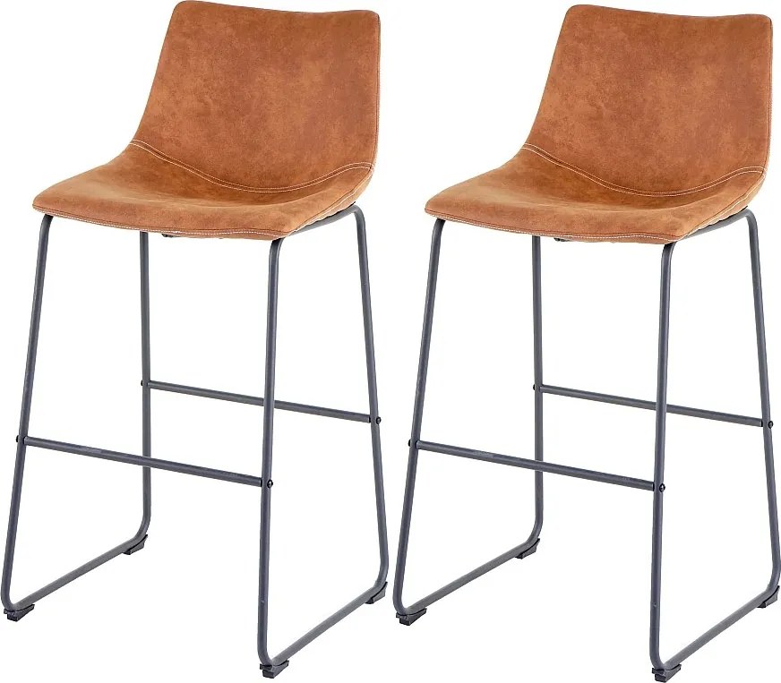 Stołek barowy MCW-D70 (zestaw 2 sztuk),  imitacja zamszu w stylu vintage