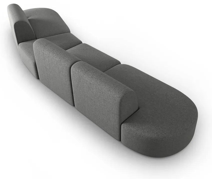 Szara sofa z tkaniny szenilowej prawostronna 428 cm Paolo – Milo Casa