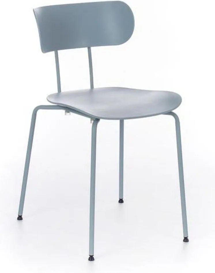 Zestaw 4 nowoczesnych krzeseł do jadalni z polipropylenu w kolorze niebieskim "Bora" z eleganckimi metalowymi nogami, 51x45 cm, 82 wys.