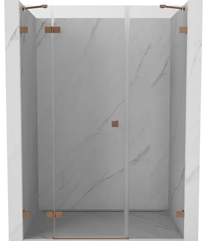 Mexen Lunar drzwi prysznicowe uchylne lewe 150 cm, transparent, miedź szczotkowana - 834S-150-050-65-00-L