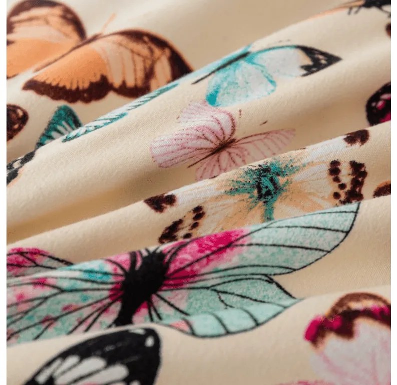 PrzytulneMieszkanie.pl PrzytulneMieszkanie.pl Flanelowa pościel z mikrofibry VIVA BUTTERFLY kremowa Rozmiar pościeli: 2 szt 70 x 90 cm | 200 x 220 cm