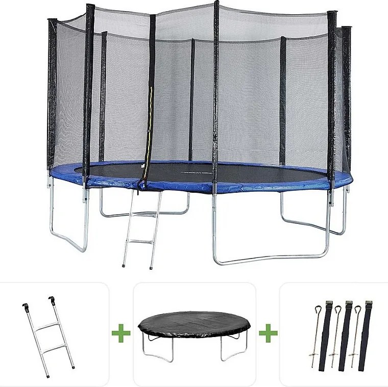 Trampolina "Joycy" - Ø 4,27 m - Z siatką + drabinka + osłona + zestaw do kotwiczenia