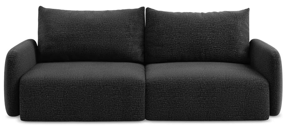 Czarna rozkładana/ze schowkiem sofa 238 cm Kalena – Makamii