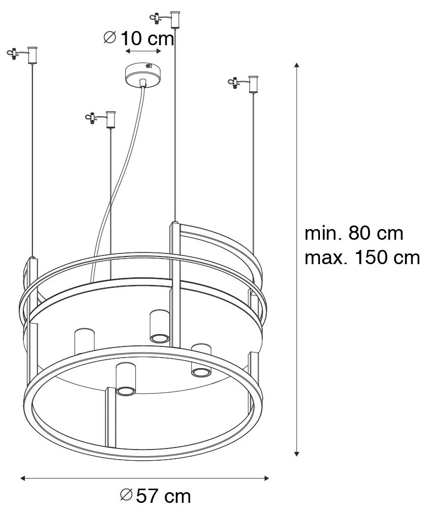 Industrialna lampa wisząca czarna z półką okrągłą 4-światłowa - Cage Rack