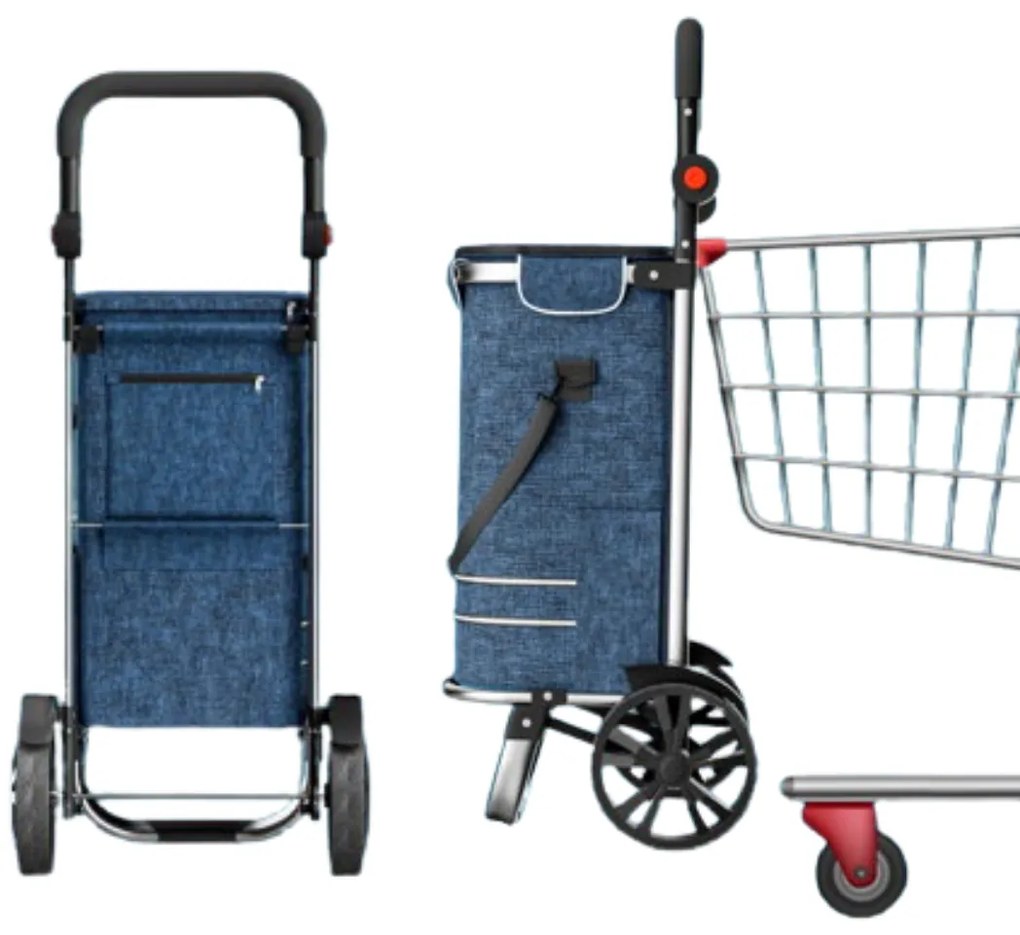 Torba na zakupy na kółkach EASY, 50l, niebieska Jurhan