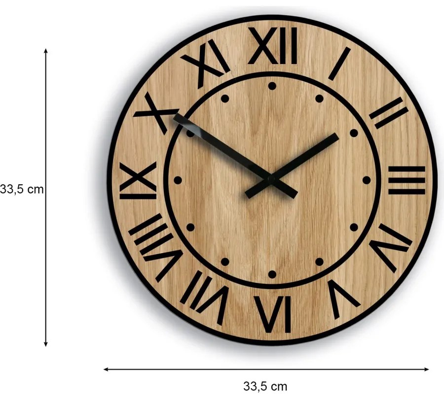 Zegar ścienny drewniany dębowy akrylowy artur wood 33cm okrągły kwarcowy