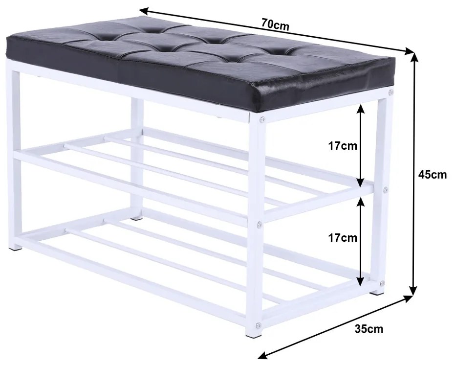 Ławka z półką na buty Lyros, czarno- biały