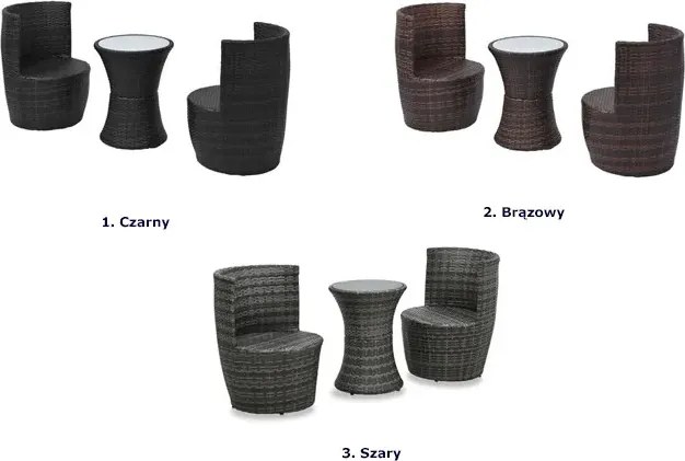 Zestaw brązowych mebli ogrodowych - Lisga