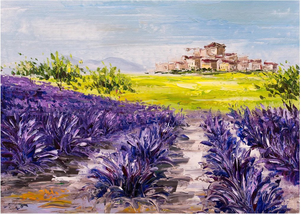 Obraz na szkle - Prowansja, Francja, malarstwo olejne (70x50 cm)