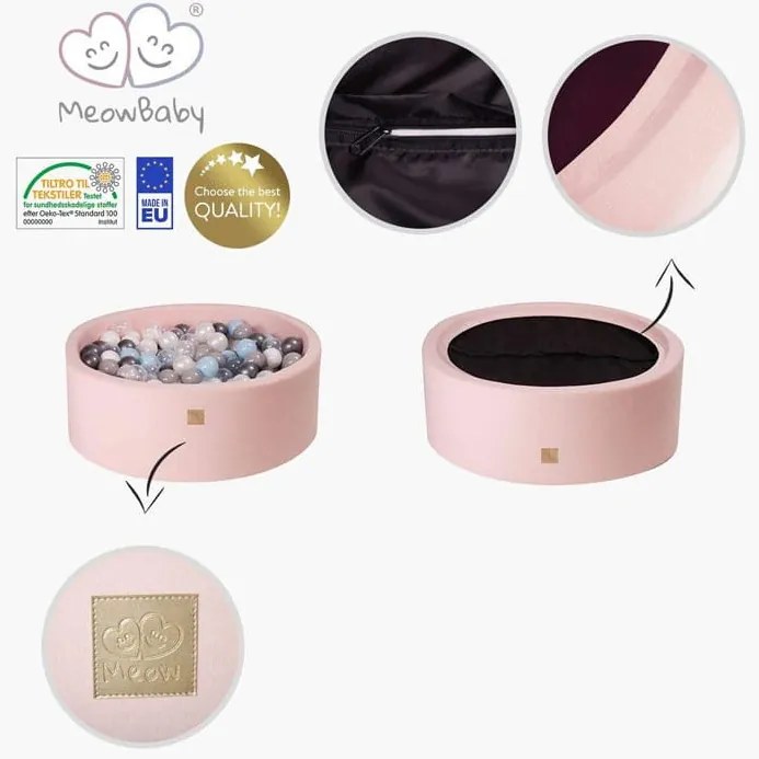 Piankowy zestaw do zabawy z suchym basenem 90x30cm, bez piłek, plac zabaw dla dziecka, 4 elementy, welurowy, czerwień marsala - meowbaby®