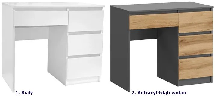 Biurko Komputerowe Z 4 Szufladami Antracyt + Dąb Wotan N2-A05
