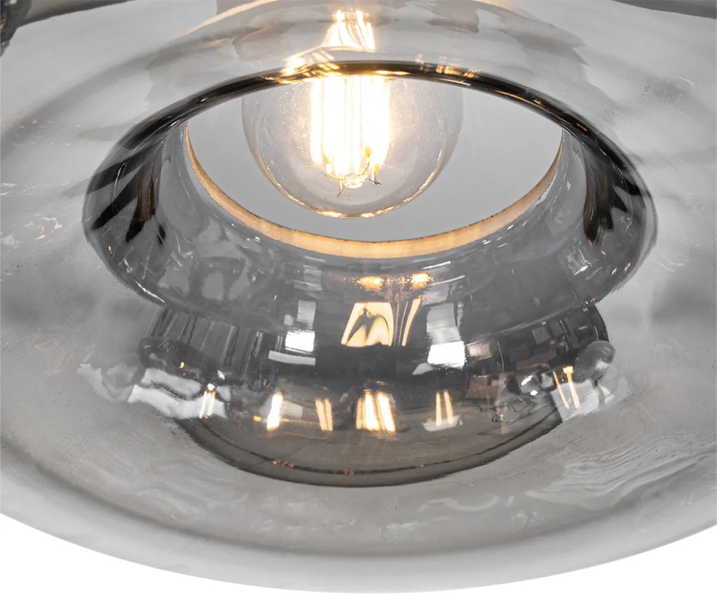 Lampa sufitowa art deco czarna z przydymionym szkłem - Ayesha ArtDeco Oswietlenie wewnetrzne