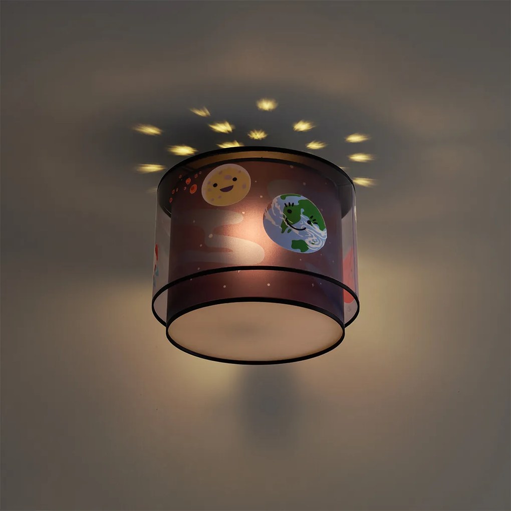 Lampa sufitowa dziecięca czarna ze statkiem kosmicznym i gwiazdami - Harrie in Space