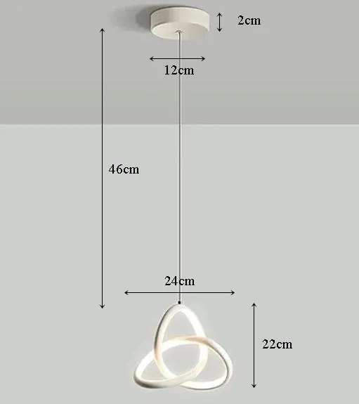 Lampa geometryczna LED wisząca sufitowa AT46-1SL-Biała