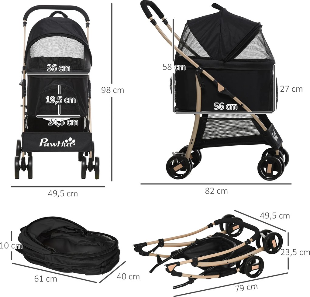 Outsunny Wózek dla Psa 2w1 Składany Torba Transportowa do 20kg | Aosom PL