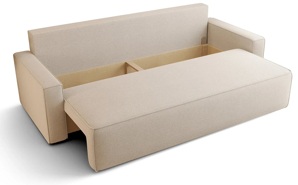 Biała sofa rozkładana boucle z pojemnikiem T7-A72