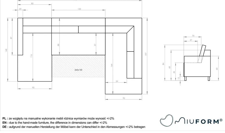 Zielona aksamitna rozkładana sofa w kształcie litery "U" Miuform Lofty Lilly, lewostronna