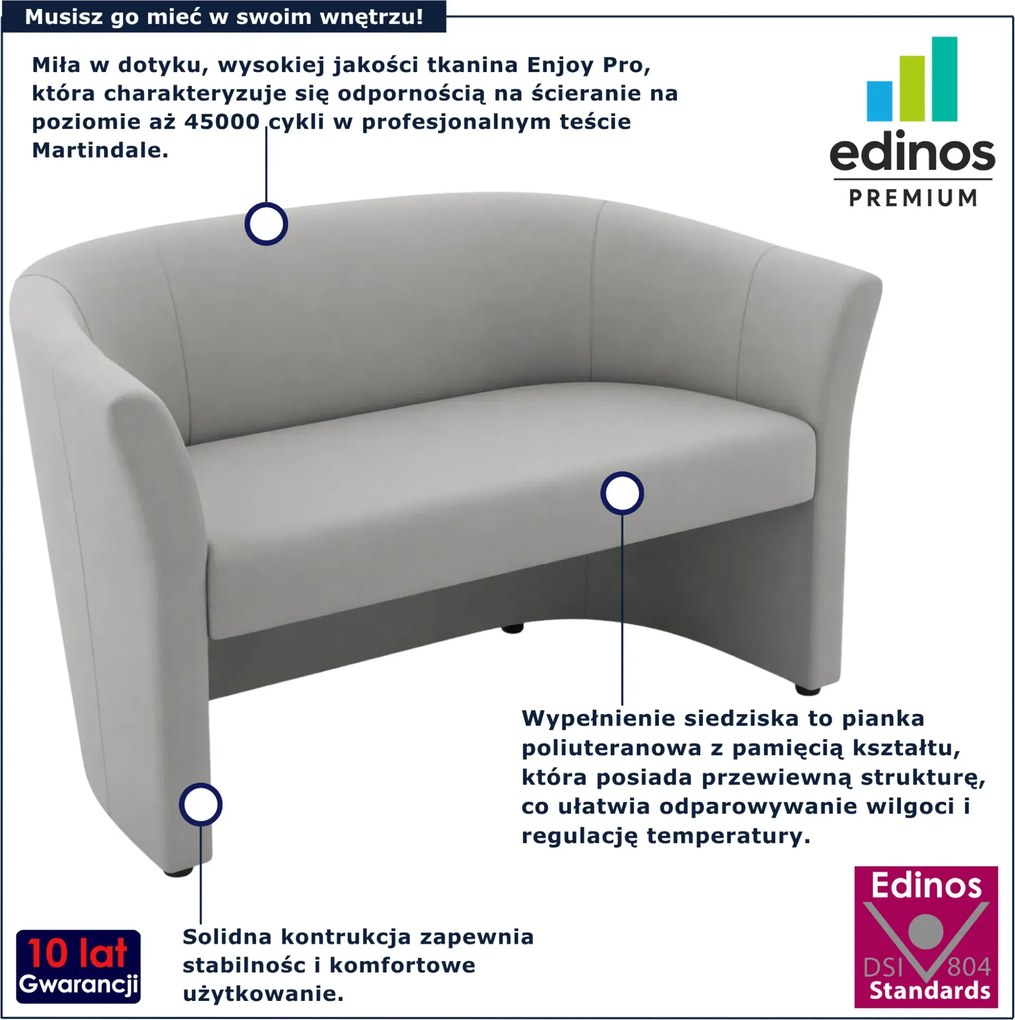 Szara sofa nowoczesna dwuosobowa G6-L76