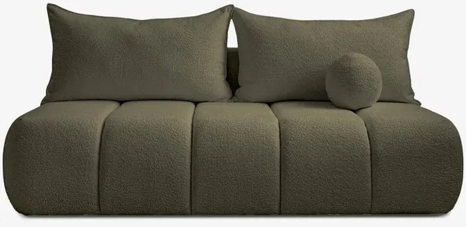 Sofa z Funkcją Spania SARIA Oliwkowa Boucle Nowoczesna