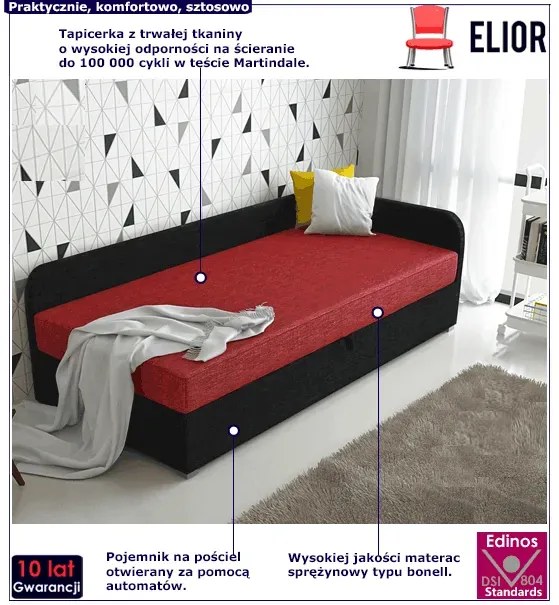 Tapczan młodzieżowy czerwony + czarny Z0-R96