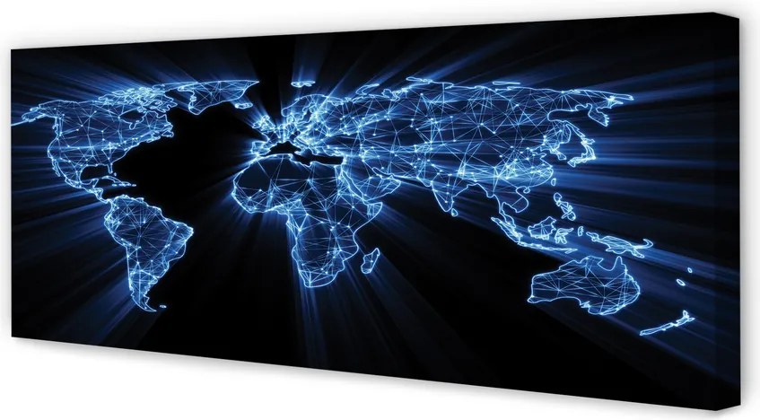 Fotoobraz na płótnie Niebieska Mapa Świata