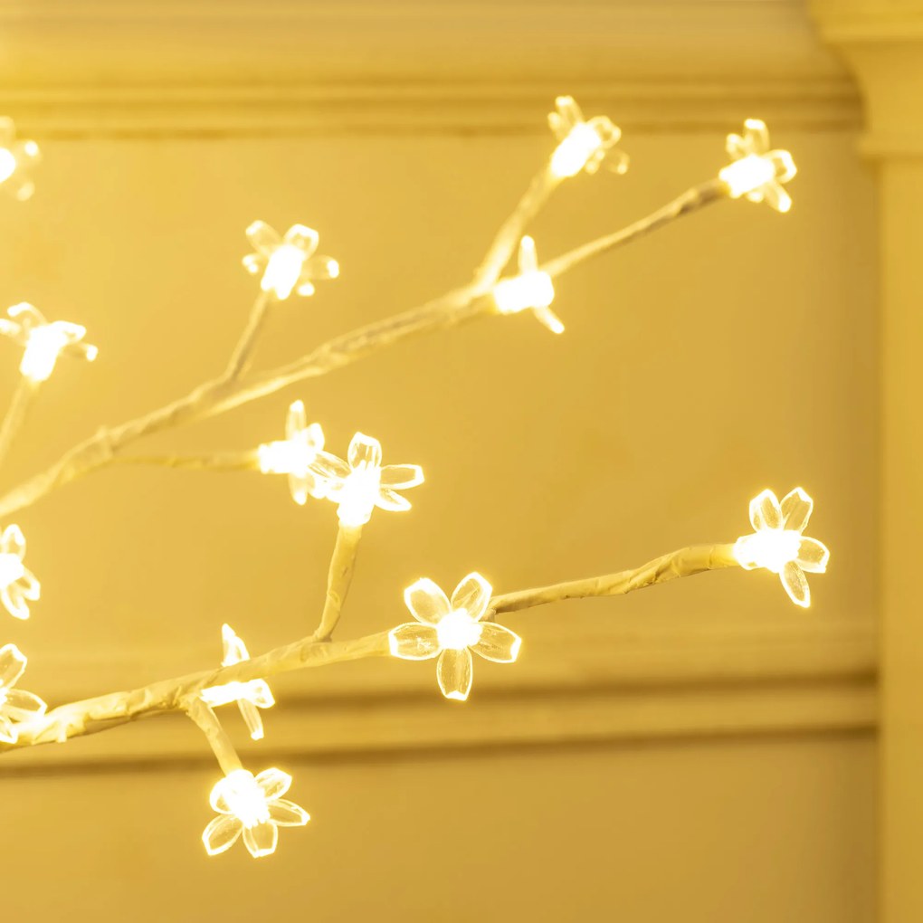 HOMCOM Sztuczne drzewko wiśniowe LED, 120 LED, 3 poziomy jasności, ciepła biel, realistyczna kora, 21 x 21 x 150 cm