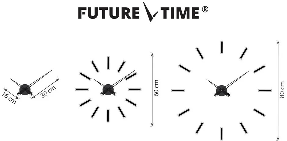 Future Time FT9600BK Modular black Designerski zegar naklejany, śr. 60 cm