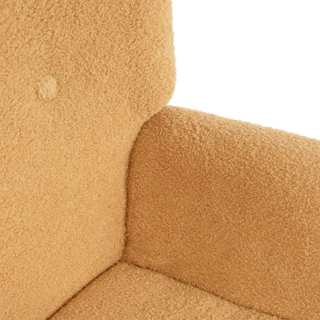 Fotel tapicerowany MOSS w tkaninie TEDDY BOUCLÉ musztardowy HOMLA