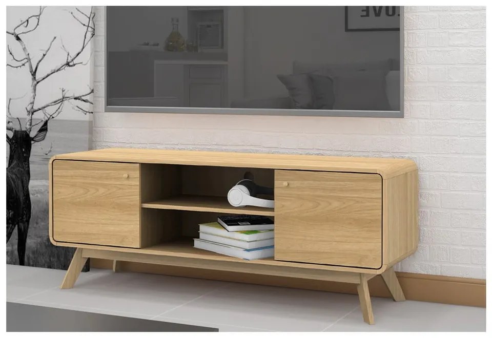 Szafka pod TV w dekorze dębu w naturalnym kolorze 140x53 cm Cassie – Støraa