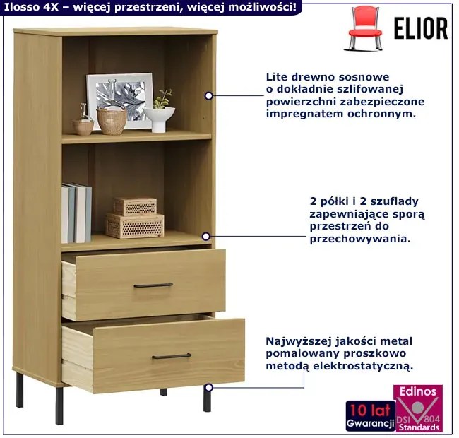 Brązowy regał na ubrania z 2 szufladami B4-W42