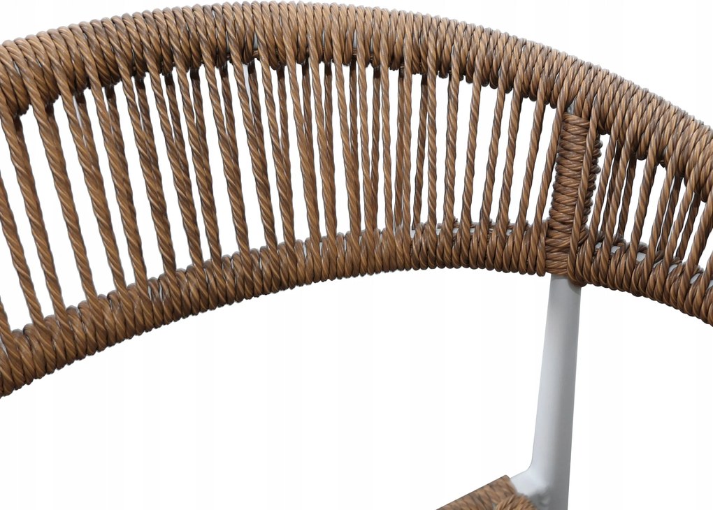 Krzesło Ogrodowe Białe 56x60x78 cm Plecione Brązowe Sznurki Nowoczesne