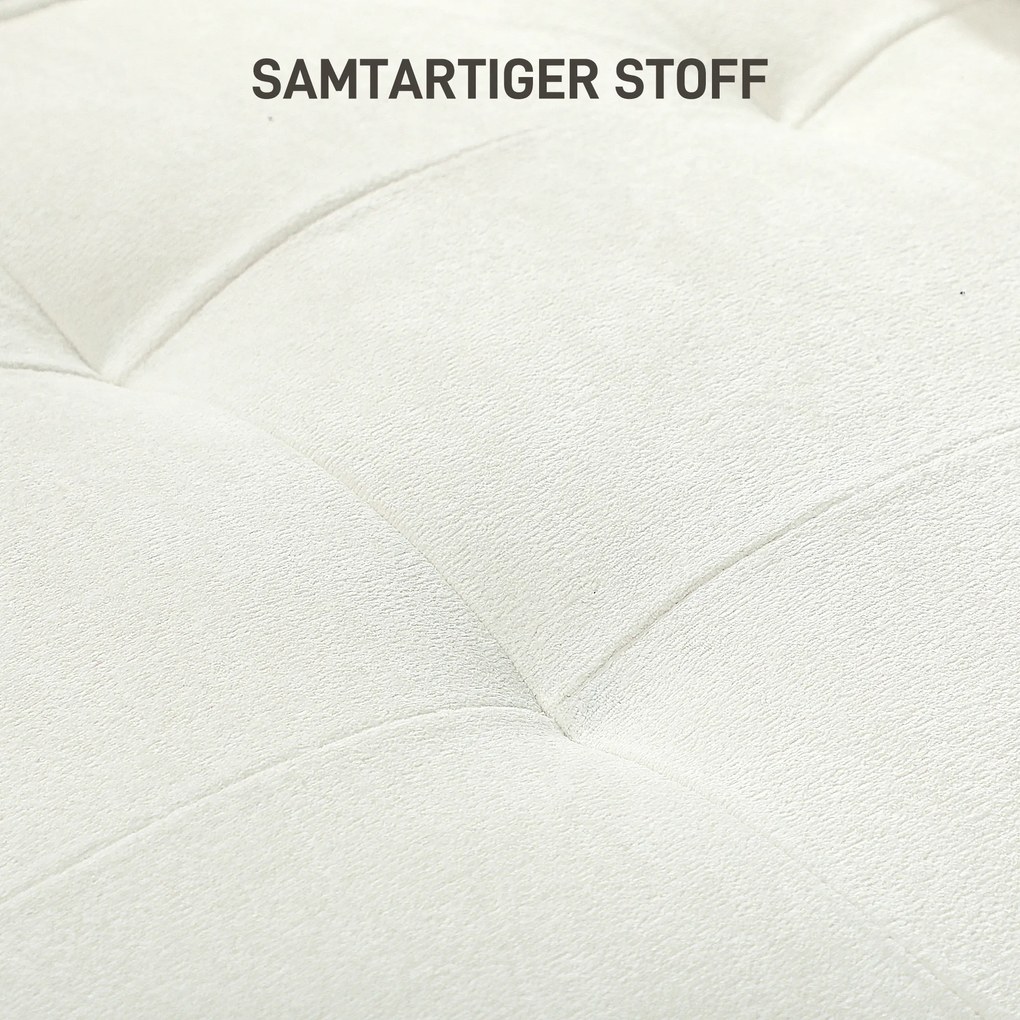 HOMCOM 3-osobowa sofa z grubymi poduszkami, drewno kauczukowe, pokrycie materiałowe, tapicerowana sofa do salonu, biura, sypialni, kremowa