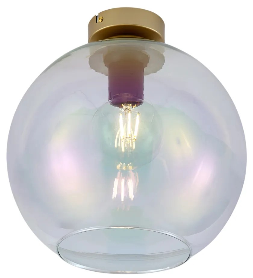 Lampa sufitowa Art Deco złota ze szkłem w kolorze tęczy - Sandra ArtDeco Oswietlenie wewnetrzne