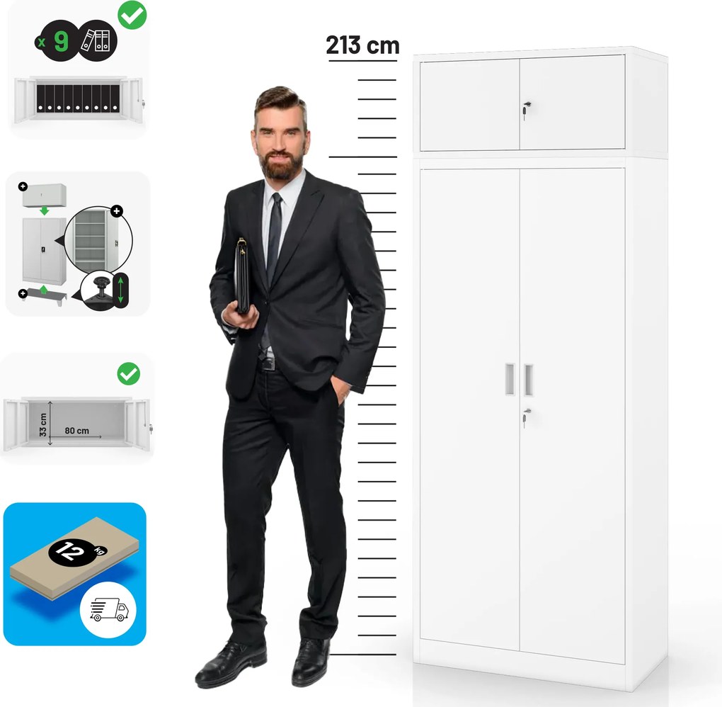 Nadstawka na szafę EWA Compact 800 x 380 x 400 mm, biała