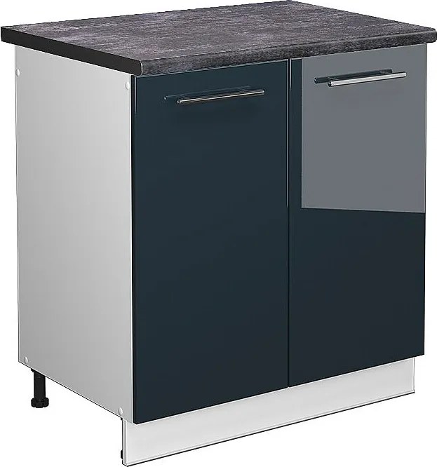 Szafka pod zlew ciemnoniebieski wysoki połysk 80x60x82 fame-line