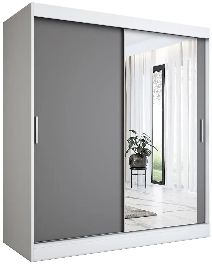 Szafa przesuwna biel + antracyt 180 cm - Massi 5X