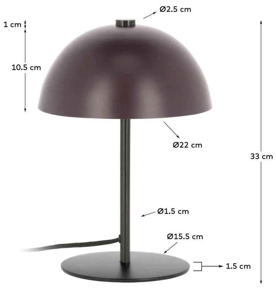 Bordowa lampa stołowa z metalowym kloszem (wys. 33 cm) Aleyla – Kave Home