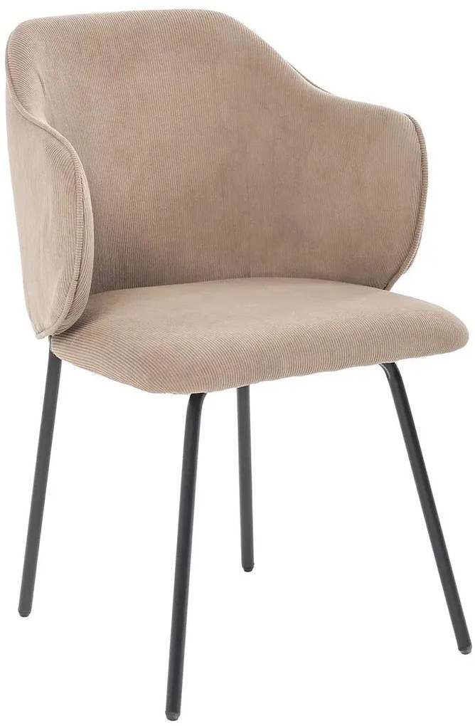 Beżowe sztruksowe krzesło metalowe tapicerowane H9-B40