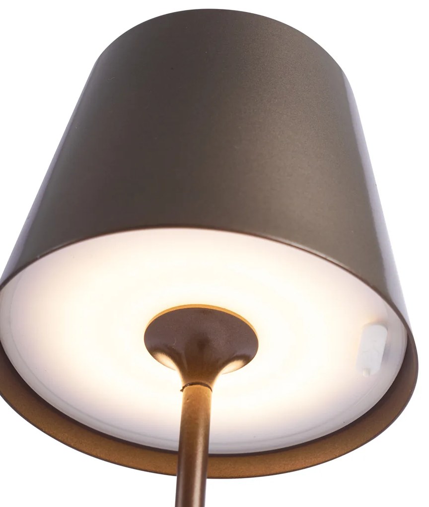 Nowoczesna lampa stołowa ciemny brąz 37 cm z LED ściemnialna IP54 ładowalna - Topi Nowoczesny Oswietlenie wewnetrzne